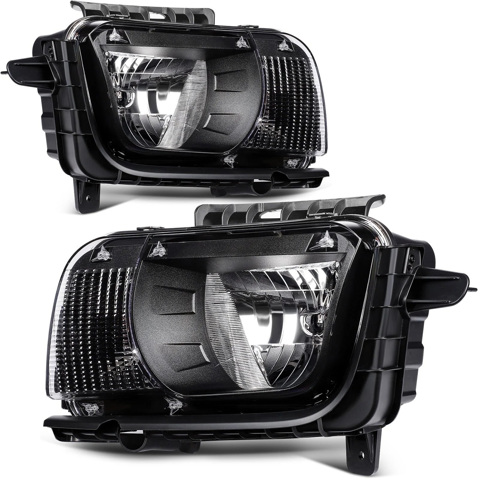 Pair Kit Headlights Assembly For 2010-2013 Chevrolet Camaro 3.6L 6.2L Black KOEEP [1]