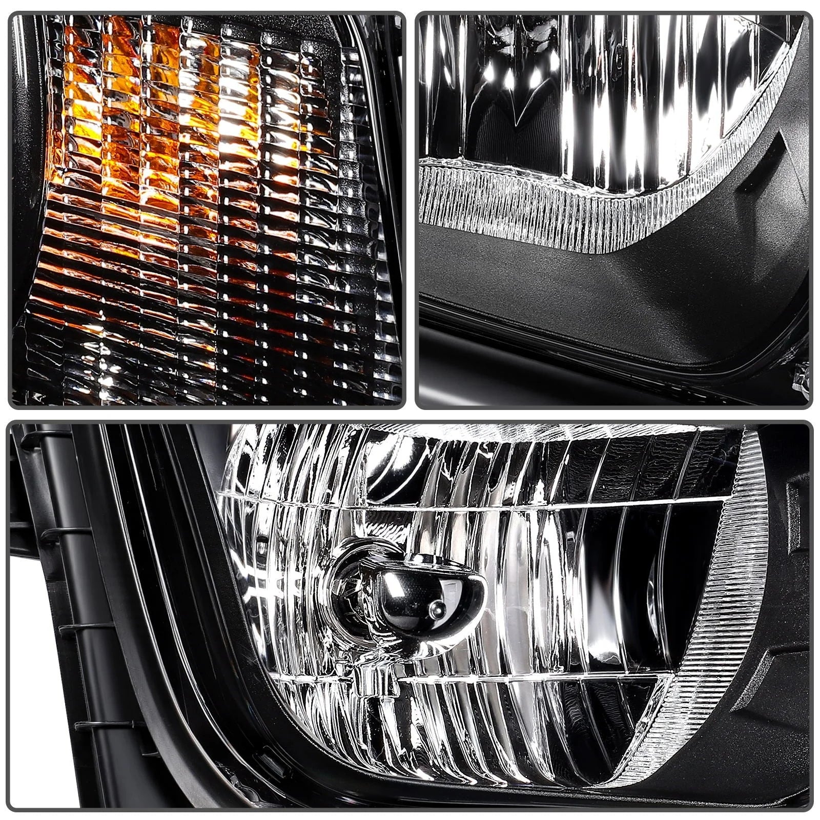 Pair Kit Headlights Assembly For 2010-2013 Chevrolet Camaro 3.6L 6.2L Black KOEEP [6]
