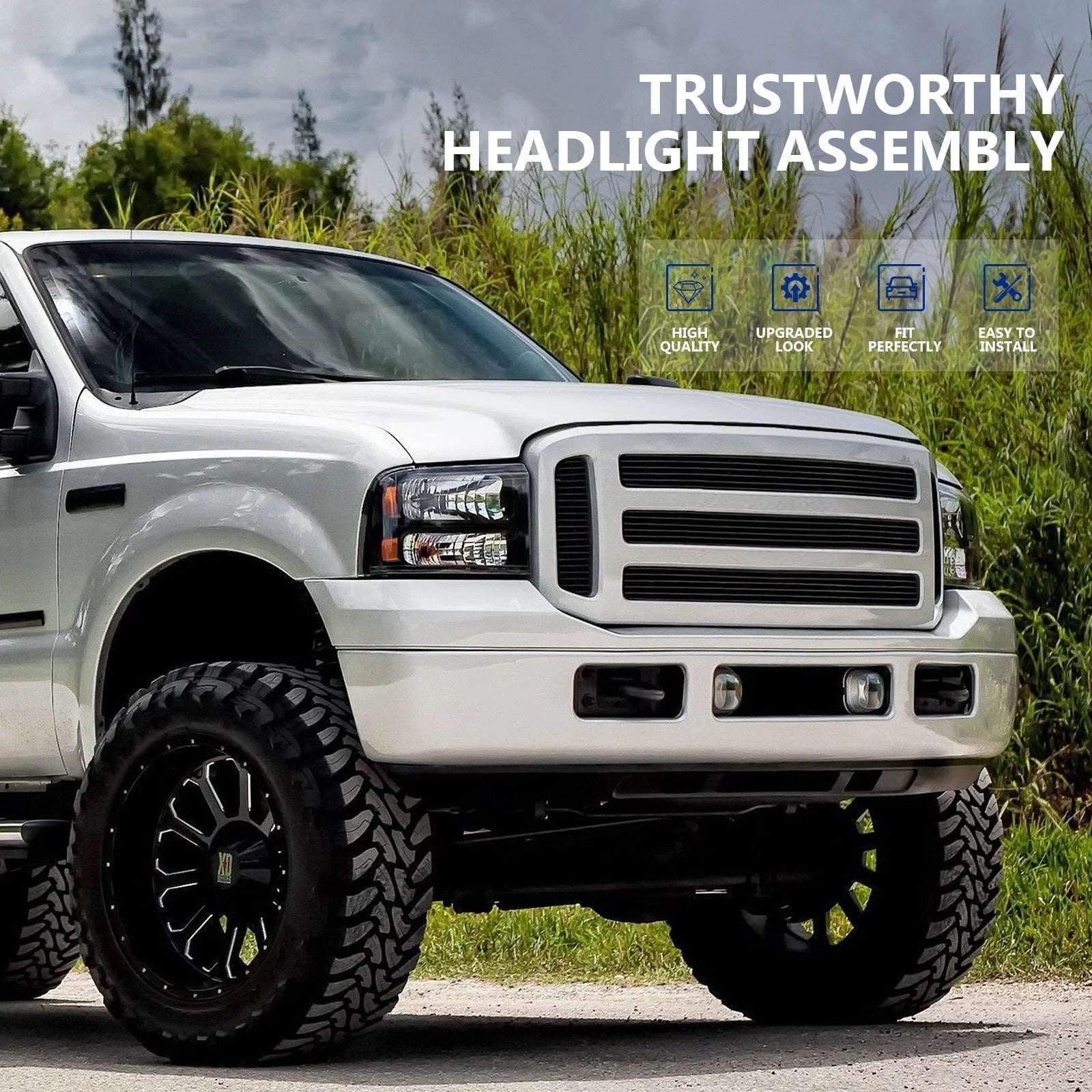 Pair Kit Headlights For 1999-05 Ford F-250/F-350/F-450 2003-04 Ford Excursio KOEEP [6]