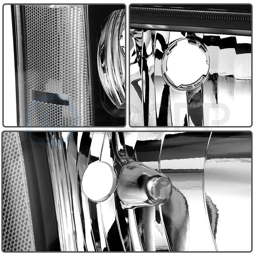 Pair Kit Headlights For 2003-2007 Chevy Silverado Avalanche 1500 2500 3500 Black 6B93BC-57 [10]