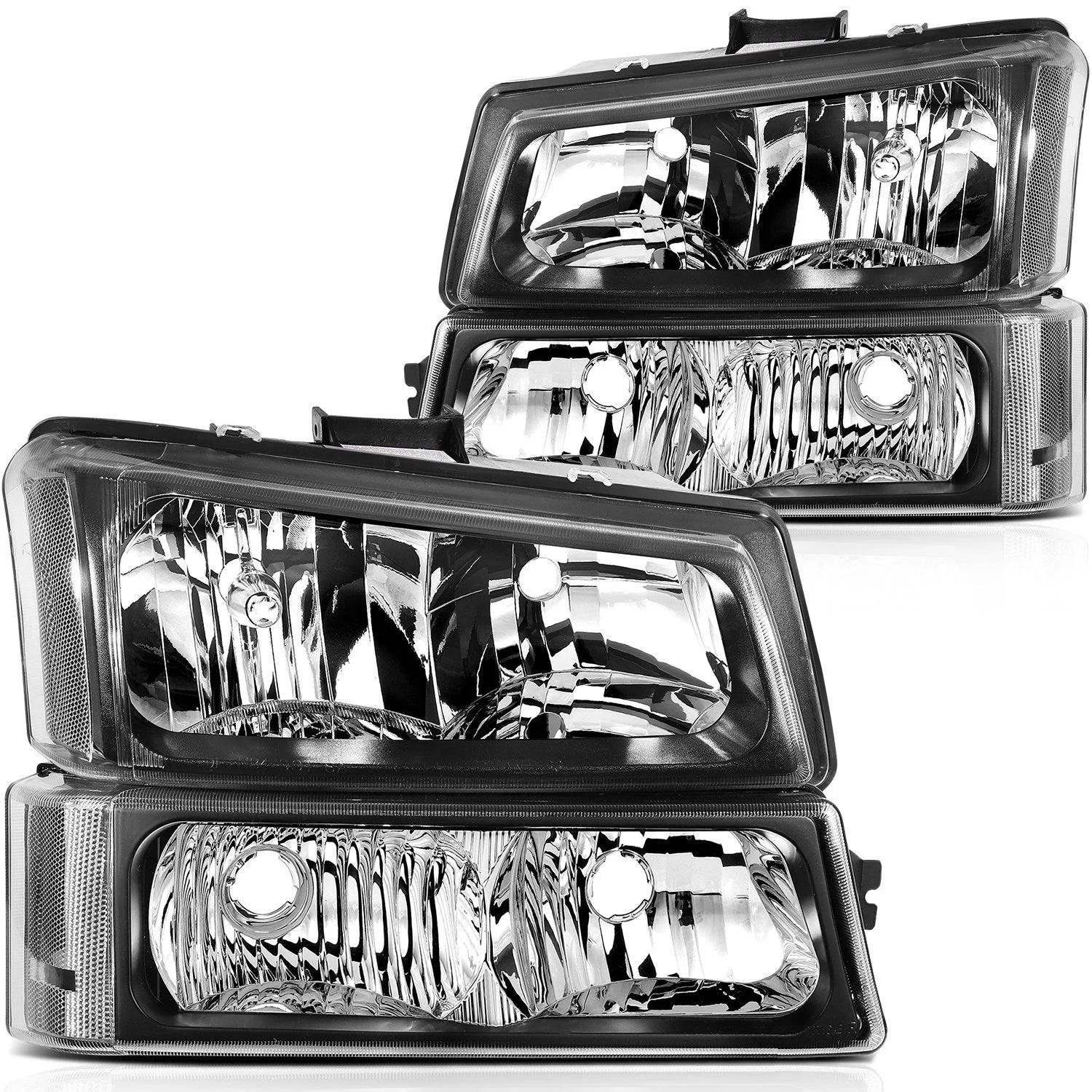 Pair Kit Headlights For 2003-2007 Chevy Silverado Avalanche 1500 2500 3500 Black 6B93BC-57 [1]