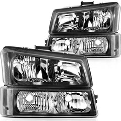Pair Kit Headlights For 2003-2007 Chevy Silverado Avalanche 1500 2500 3500 Black 6B93BC-57 [1]