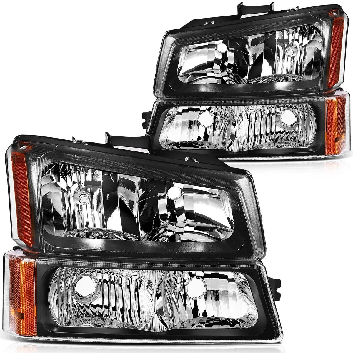Pair Kit Headlights For 2003-2007 Chevy Silverado Avalanche 1500 2500 3500 Black 6B93BC-57 [1]