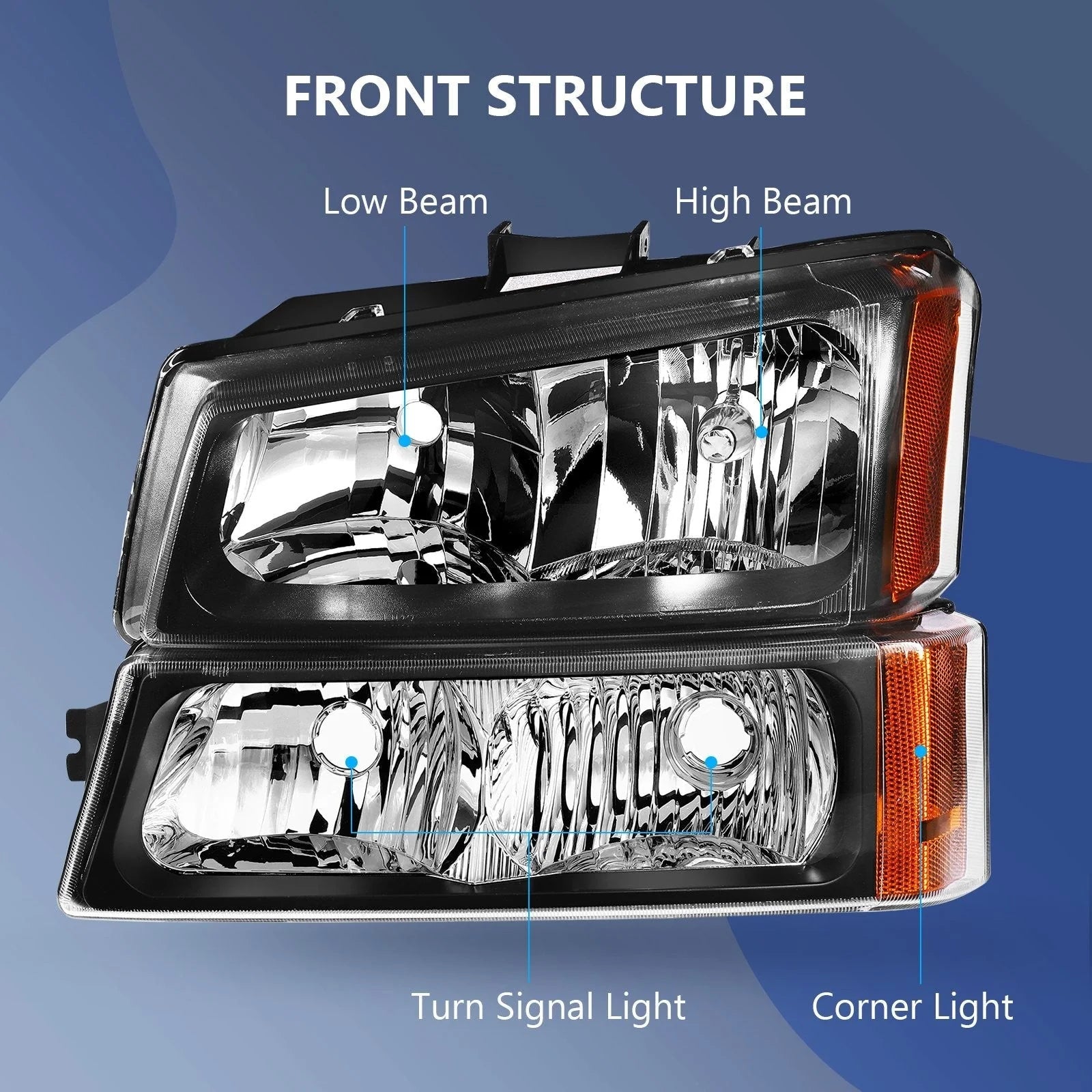 Pair Kit Headlights For 2003-2007 Chevy Silverado Avalanche 1500 2500 3500 Black 6B93BC-57 [3]