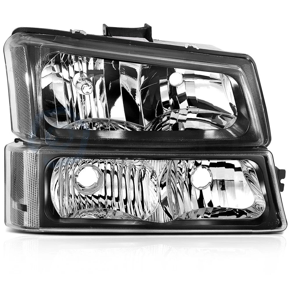 Pair Kit Headlights For 2003-2007 Chevy Silverado Avalanche 1500 2500 3500 Black 6B93BC-57 [3]