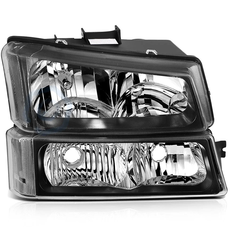 Pair Kit Headlights For 2003-2007 Chevy Silverado Avalanche 1500 2500 3500 Black 6B93BC-57 [4]