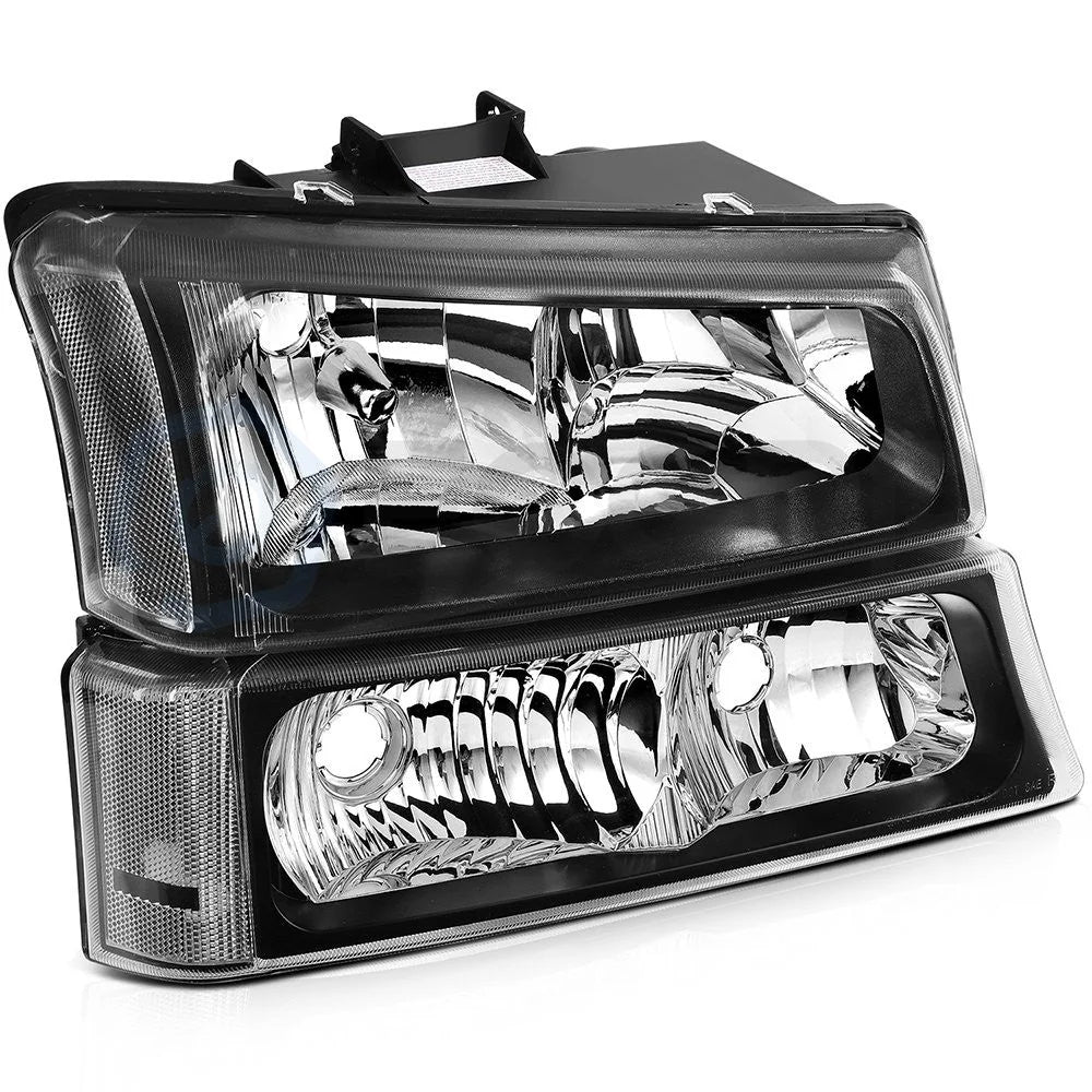 Pair Kit Headlights For 2003-2007 Chevy Silverado Avalanche 1500 2500 3500 Black 6B93BC-57 [5]