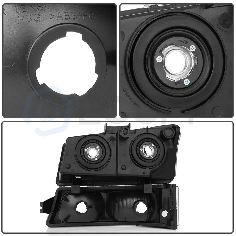 Pair Kit Headlights For 2003-2007 Chevy Silverado Avalanche 1500 2500 3500 Black 6B93BC-57 [9]