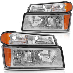Pair Kit Headlights For 2004-2012 Chevrolet Colorado GMC Canyon Chrome Amber 6B93BC-57 [1]