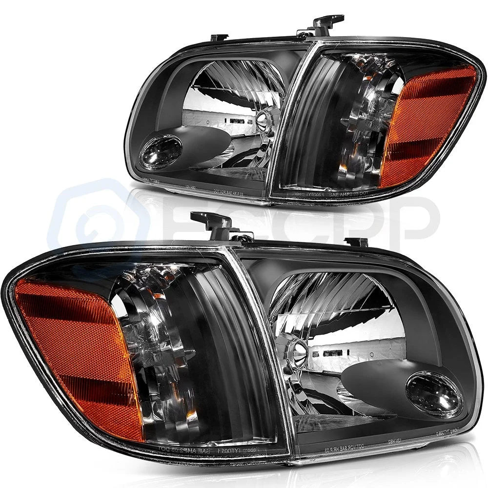 Pair Kit Headlights For 2005-06 Toyota Tundra 2005-07 Toyota Sequoia Black Amber 6B93BC-57 [4]