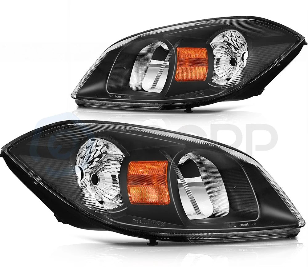 Pair Kit Headlights For 2005-2010 Chevy Cobalt Pontiac G5 Pursuit Black Amber 6B93BC-57 [2]