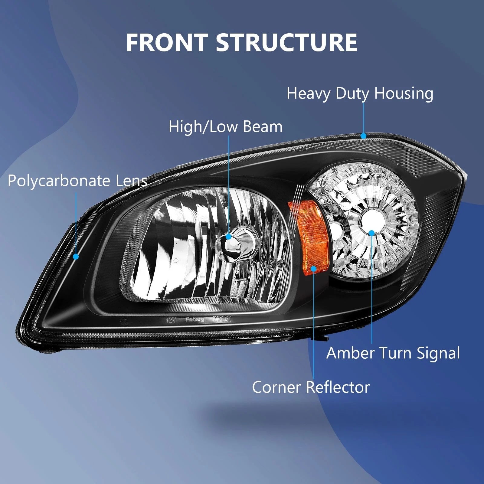 Pair Kit Headlights For 2005-2010 Chevy Cobalt Pontiac G5 Pursuit Black Amber 6B93BC-57 [3]