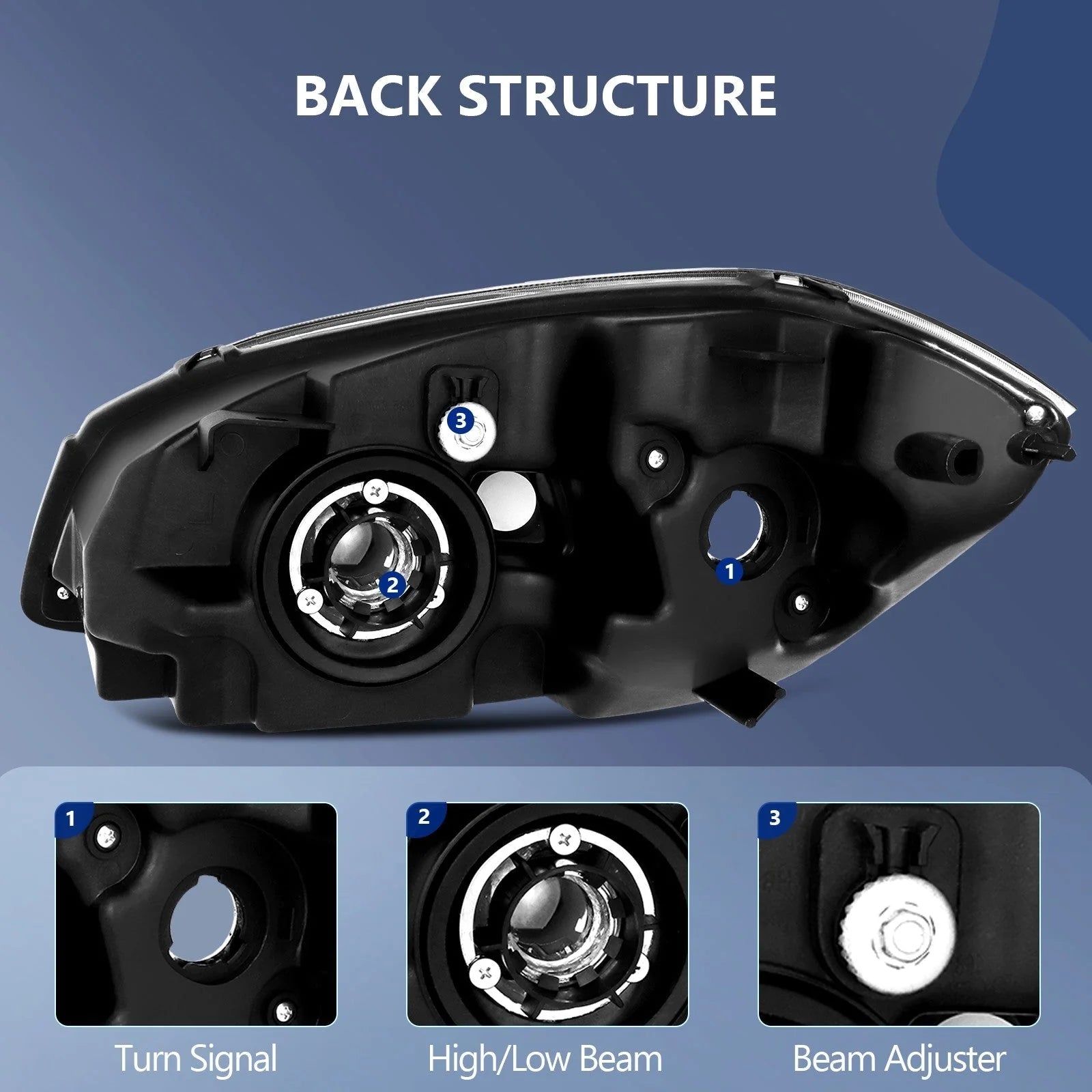 Pair Kit Headlights For 2005-2010 Chevy Cobalt Pontiac G5 Pursuit Black Amber 6B93BC-57 [4]