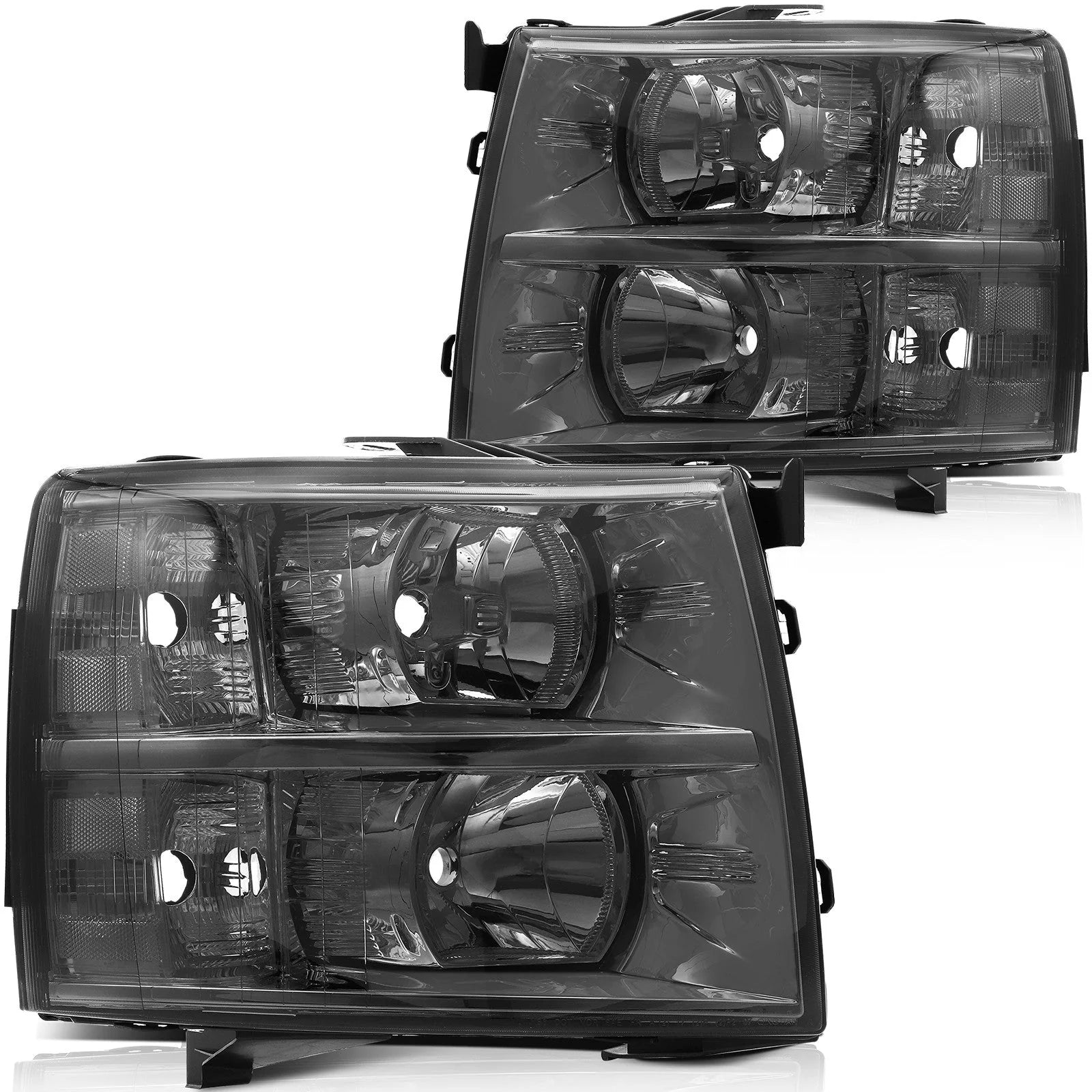 Pair Kit Headlights For 2007-2014 Chevrolet Silverado 1500 2500HD 3500HD Smoke 6B93BC-57 [1]