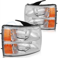 Pair Kit Headlights For 2007-2014 Chevy Silverado 1500 2500HD 3500HD Chrome 6B93BC-57 [2]