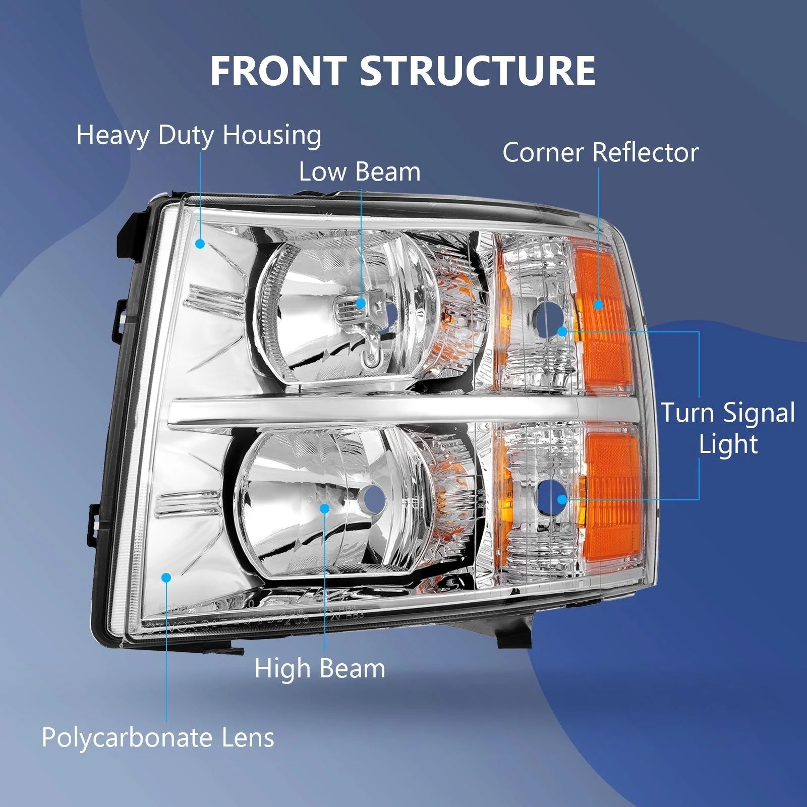 Pair Kit Headlights For 2007-2014 Chevy Silverado 1500 2500HD 3500HD Chrome 6B93BC-57 [3]