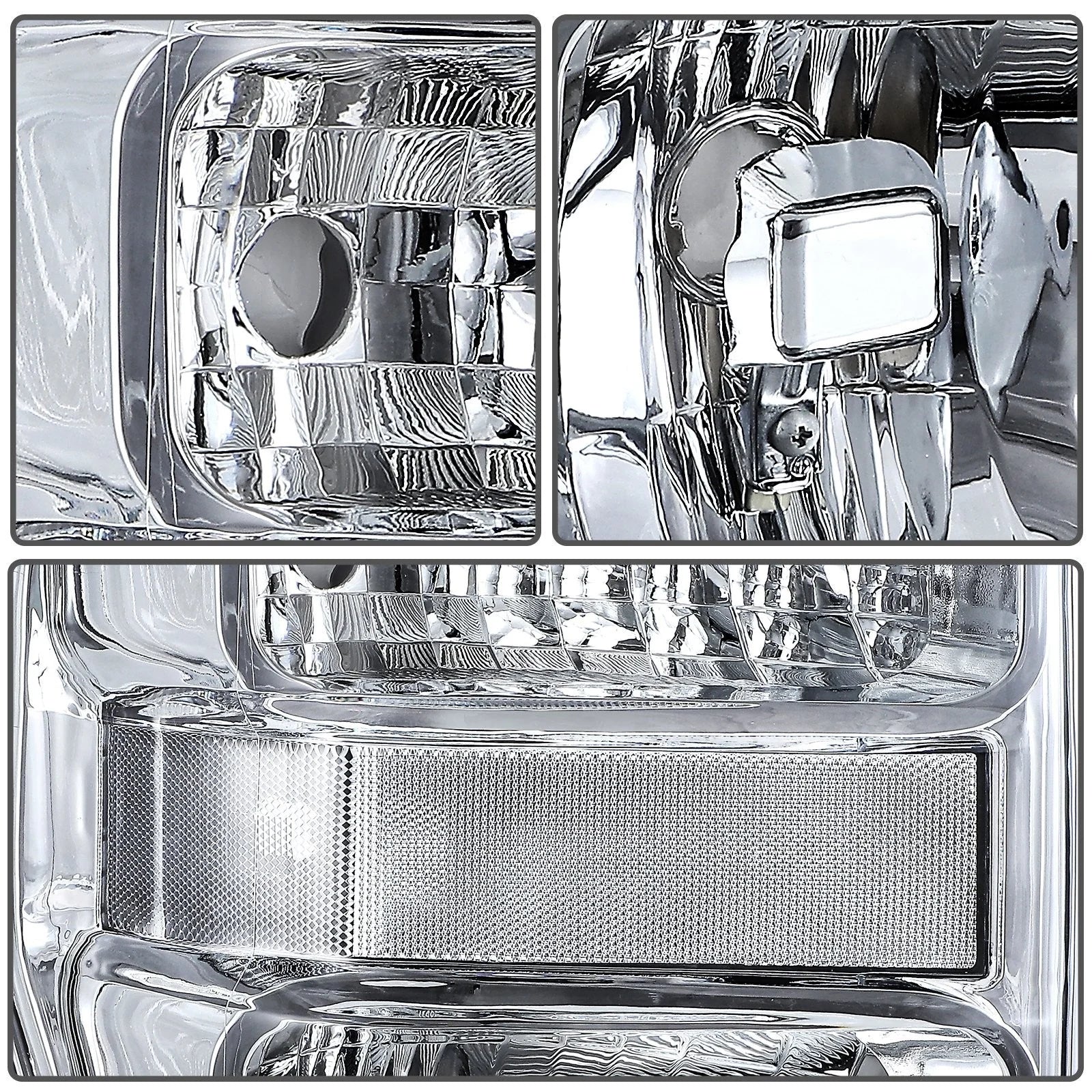 Pair Kit Headlights For 2008-2010 Ford F-250 F-350 F-450 F-550 Super Duty Chrome 6B93BC-57 [10]