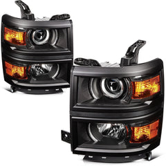 Pair Kit Headlights For 2014-2015 Chevrolet Silverado 1500 4.3L 5.3L Black Amber 6B93BC-57 [2]