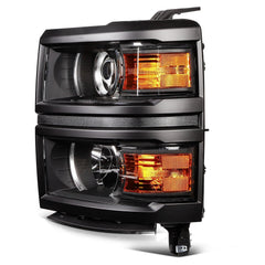 Pair Kit Headlights For 2014-2015 Chevrolet Silverado 1500 4.3L 5.3L Black Amber 6B93BC-57 [4]