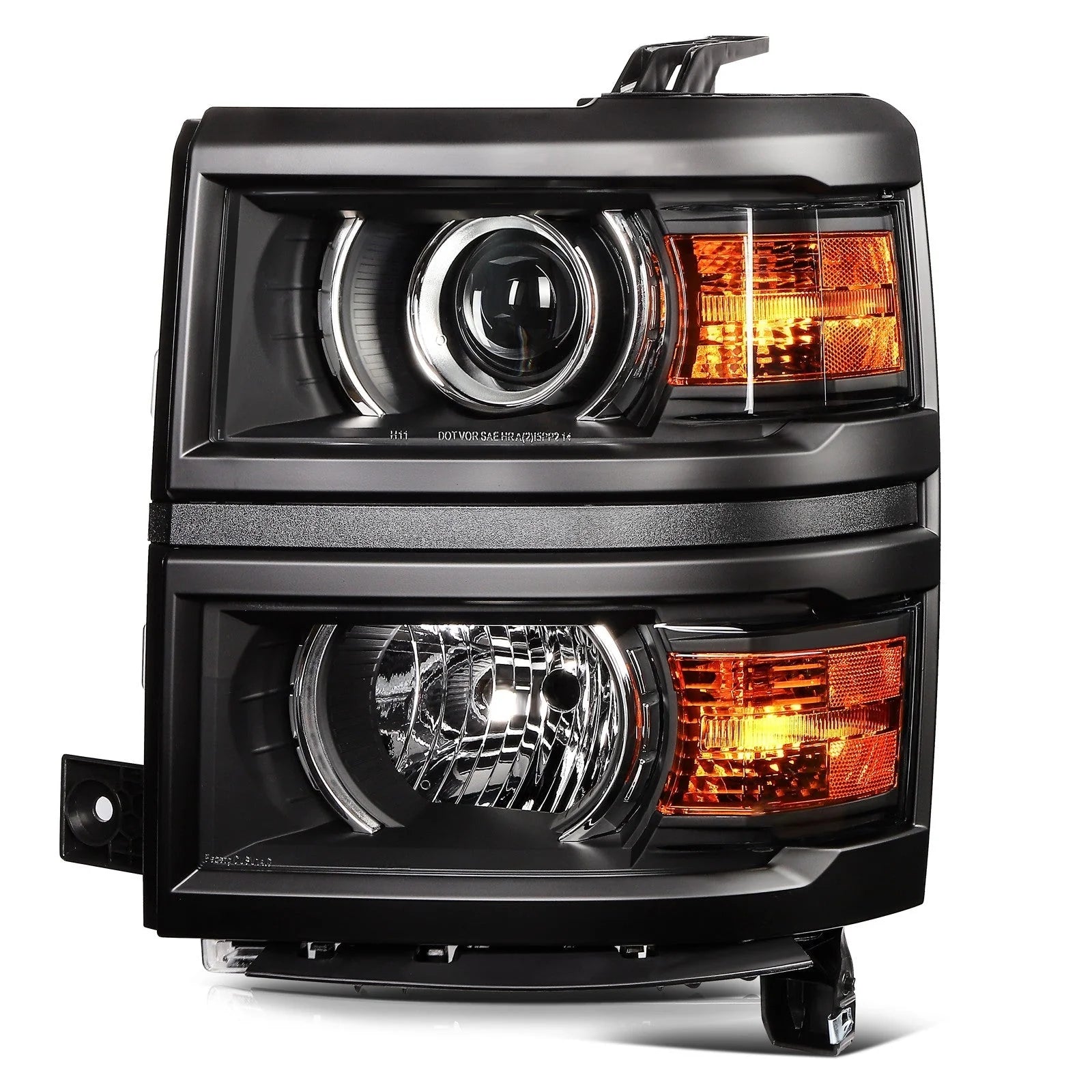 Pair Kit Headlights For 2014-2015 Chevrolet Silverado 1500 4.3L 5.3L Black Amber 6B93BC-57 [5]