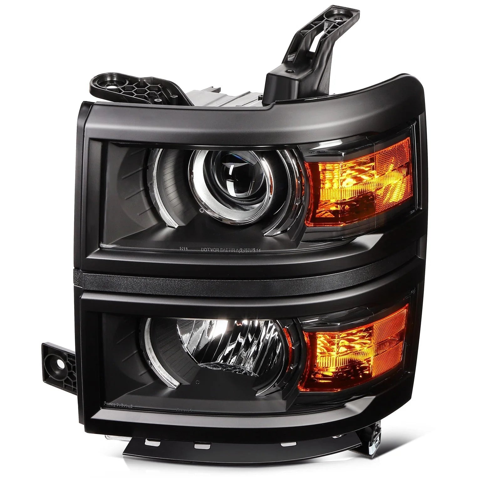 Pair Kit Headlights For 2014-2015 Chevrolet Silverado 1500 4.3L 5.3L Black Amber 6B93BC-57 [6]