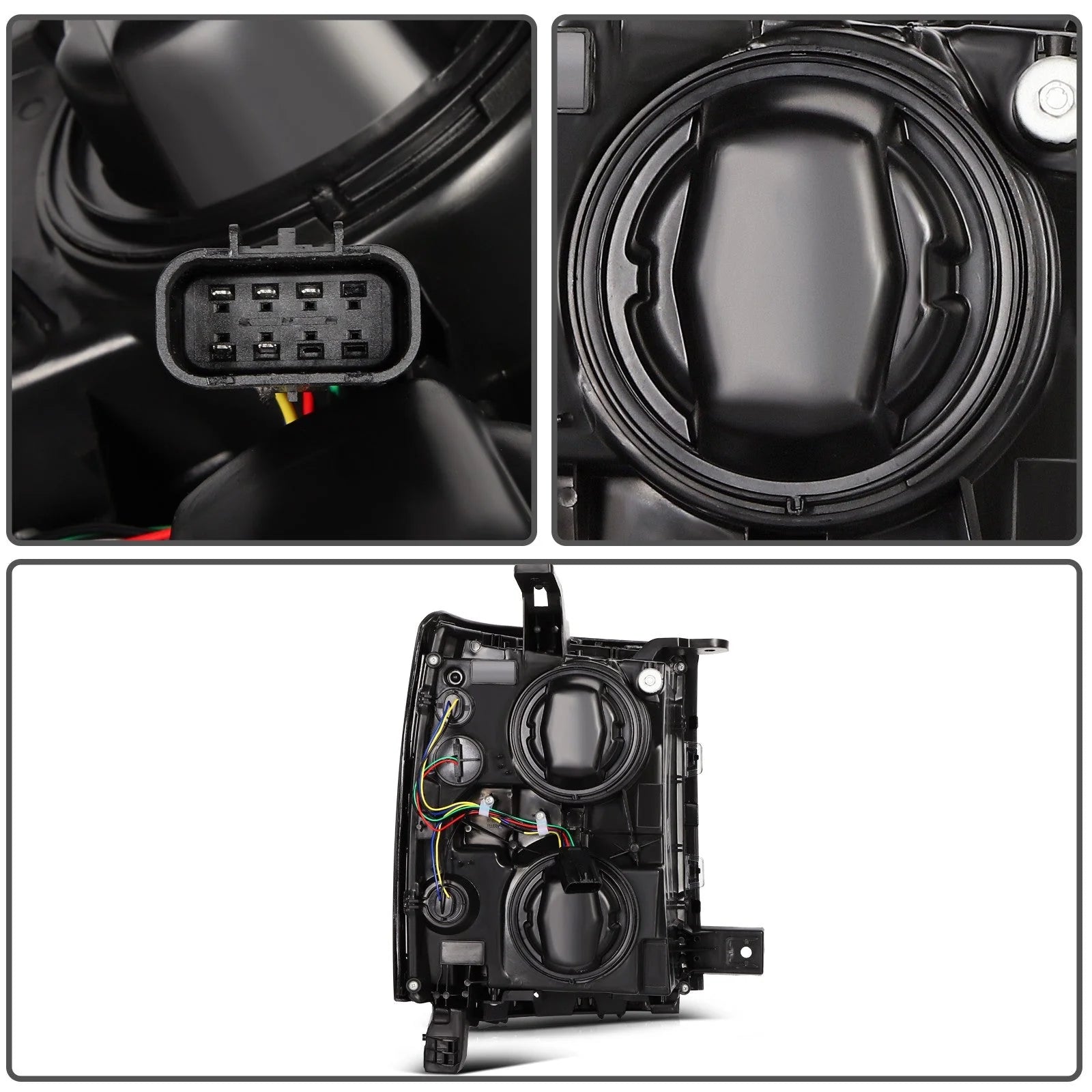 Pair Kit Headlights For 2014-2015 Chevrolet Silverado 1500 4.3L 5.3L Black Amber 6B93BC-57 [9]