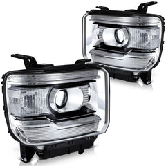 Pair Kit Headlights For 2015-2019 2500HD 3500HD 2014-2015 GMC Sierra 1500 Chrome 6B93BC-57 [4]