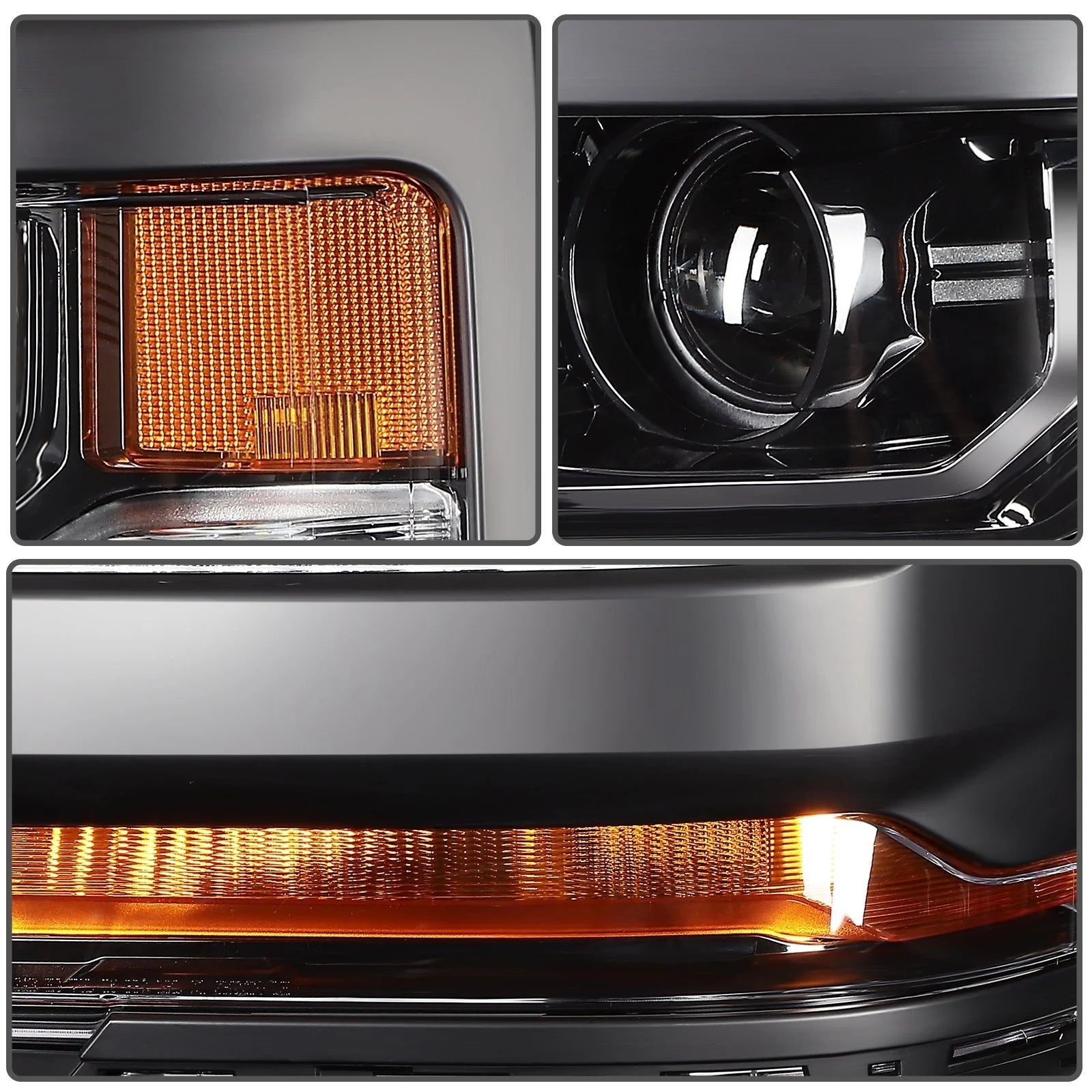 Pair Kit Headlights For 2016-2018 Chevrolet Silverado 1500 4.3L 5.3L Black Amber 6B93BC-57 [10]