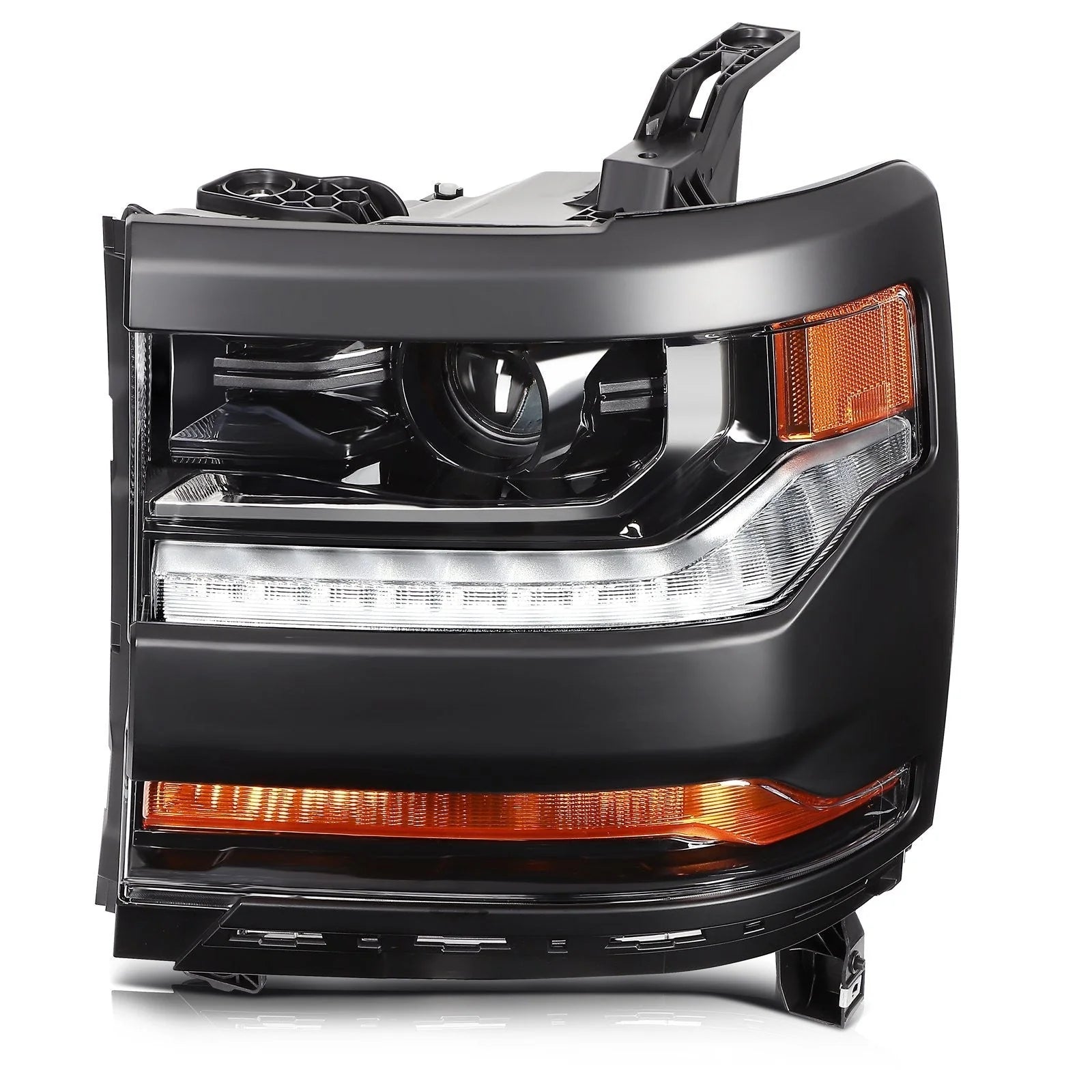 Pair Kit Headlights For 2016-2018 Chevrolet Silverado 1500 4.3L 5.3L Black Amber 6B93BC-57 [6]