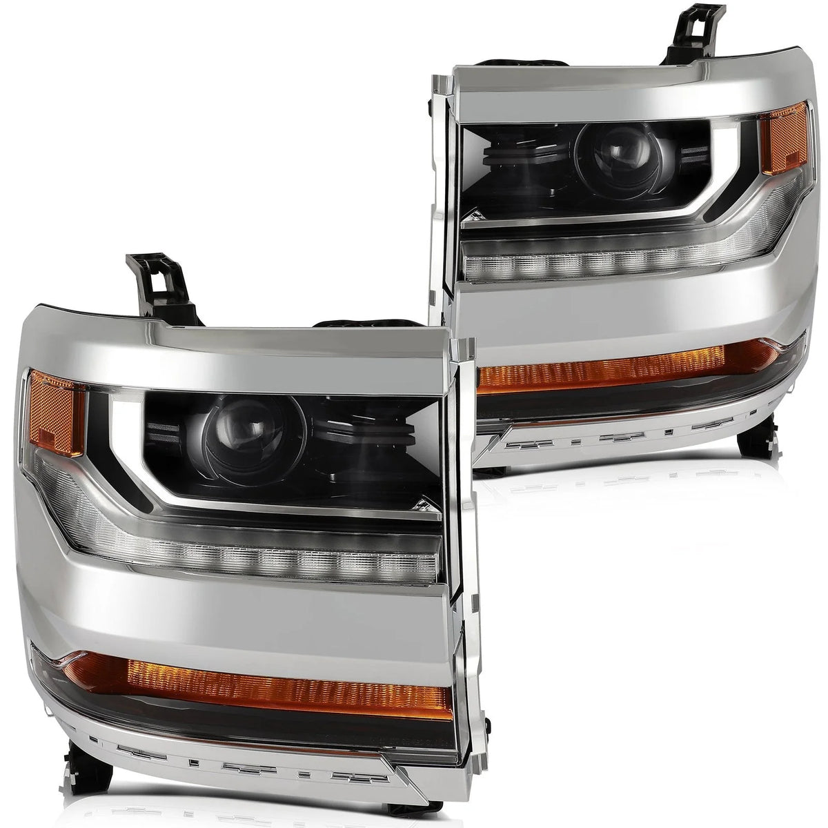 Pair Kit Headlights For 2016-2018 Chevrolet Silverado 1500 4.3L 5.3L Chrome 6B93BC-57 [1]