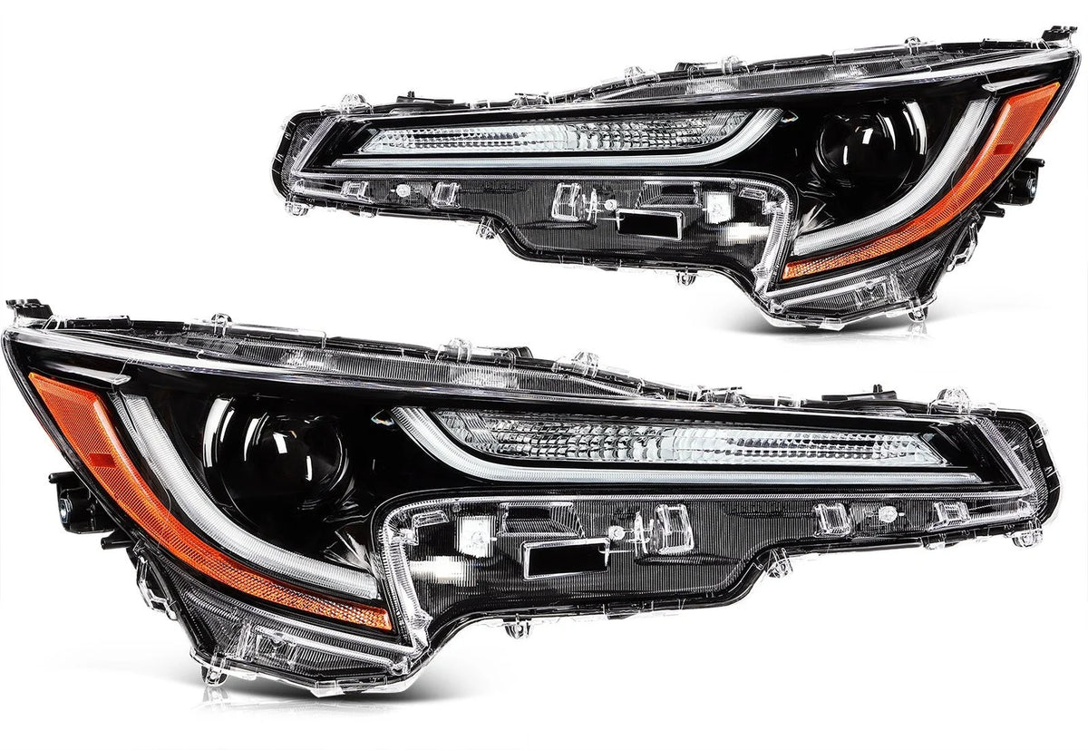Pair Kit LED Headlights Assembly For 2020-2022 For Corolla L LE Base Black Amber 6B93BC-57 [1]