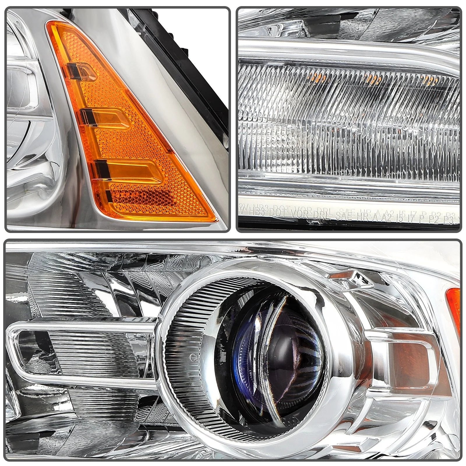 Pair LED Headlights Assembly For 2009-2018 Dodge Ram 1500 2500 3500 Chrome Amber 6B93BC-57 [9]
