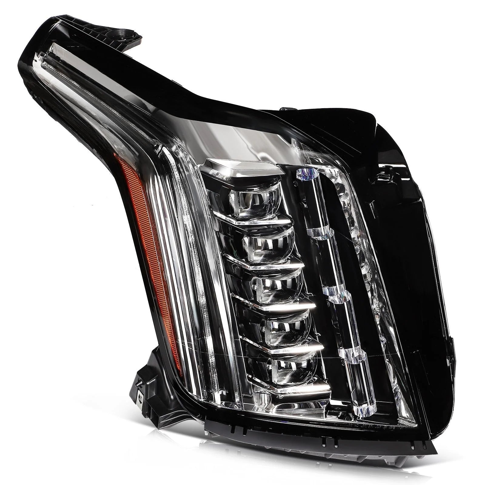 Pair LED Headlights Assembly For 2015-2020 Cadillac Escalade 6.2L Black Amber KOEEP [4]