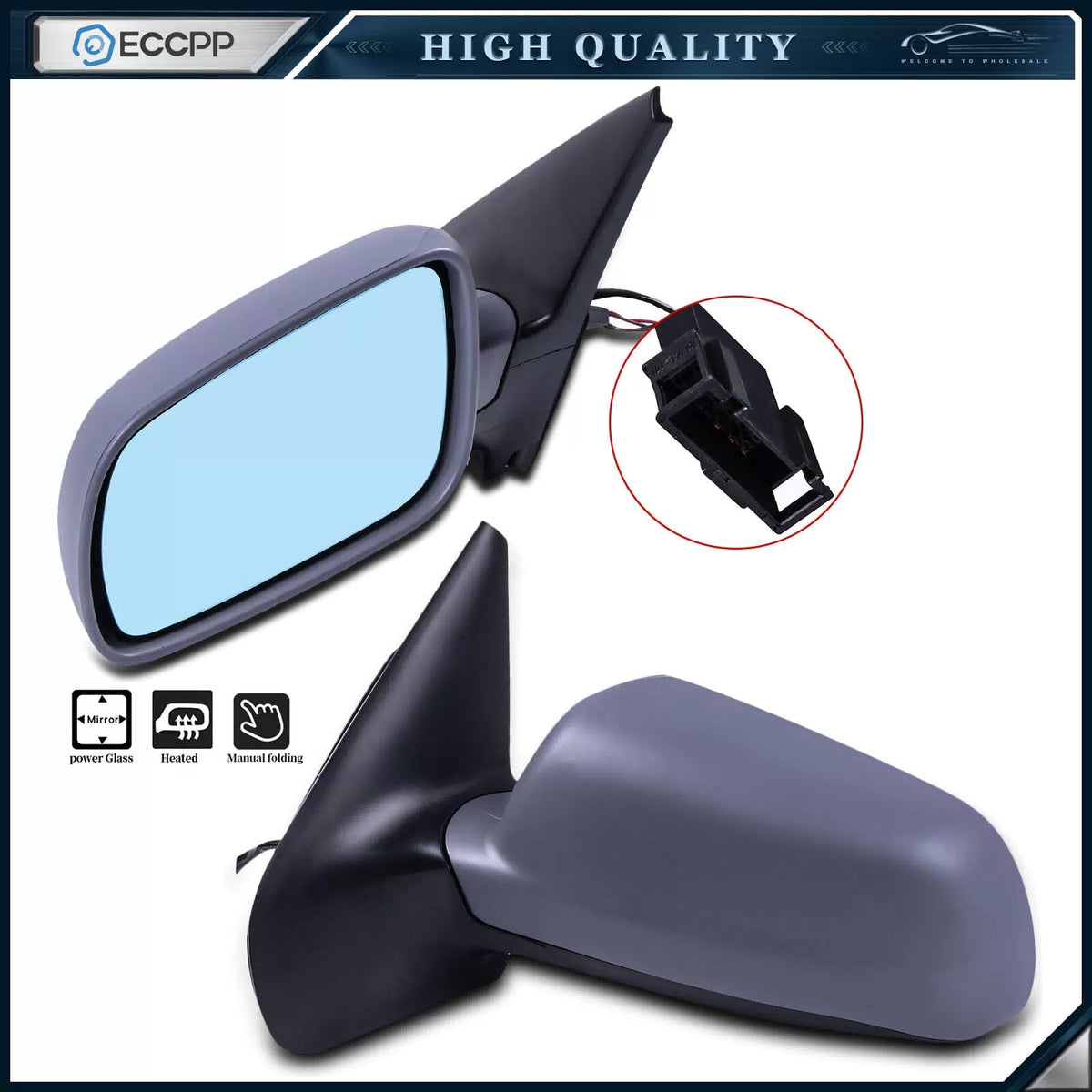 Pair LH+RH Power Heated Mirrors For Jetta Gti Golf W/ Blue Tint 6B93BC-57 [1]