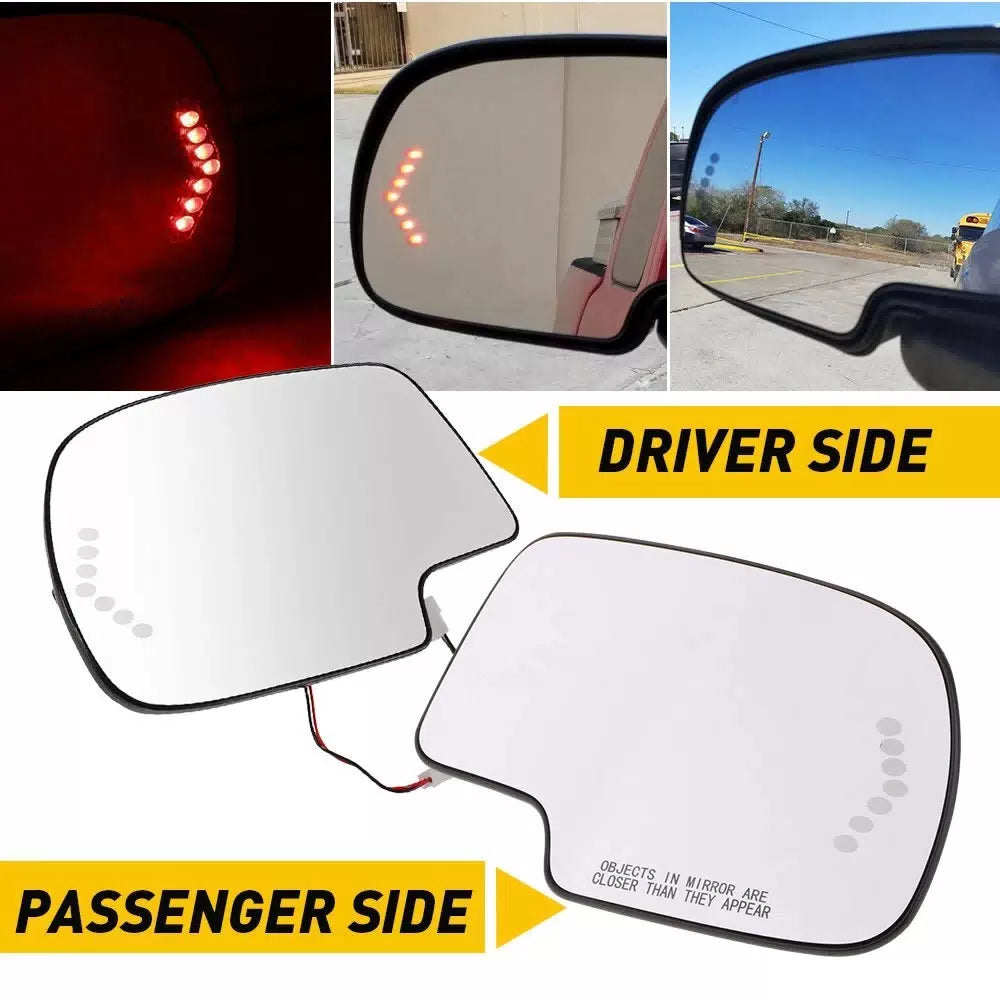 Pair Side Mirror Glass Heated w/ Turn Signal Left & Right for Chevy GMC Cadillac 6B93BC-57 [7]