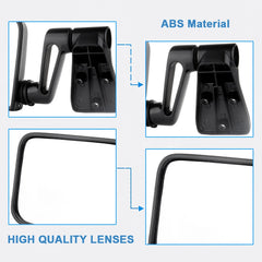 Pair Side View Manual Door Mirrors For 1997-2002 Jeep Wrangler Black 6B93BC-57 [3]