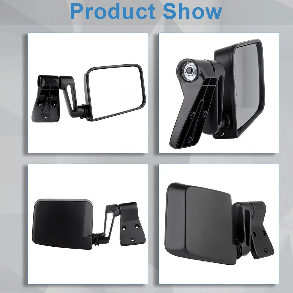 Pair Side View Manual Door Mirrors For 1997-2002 Jeep Wrangler Black 6B93BC-57 [5]