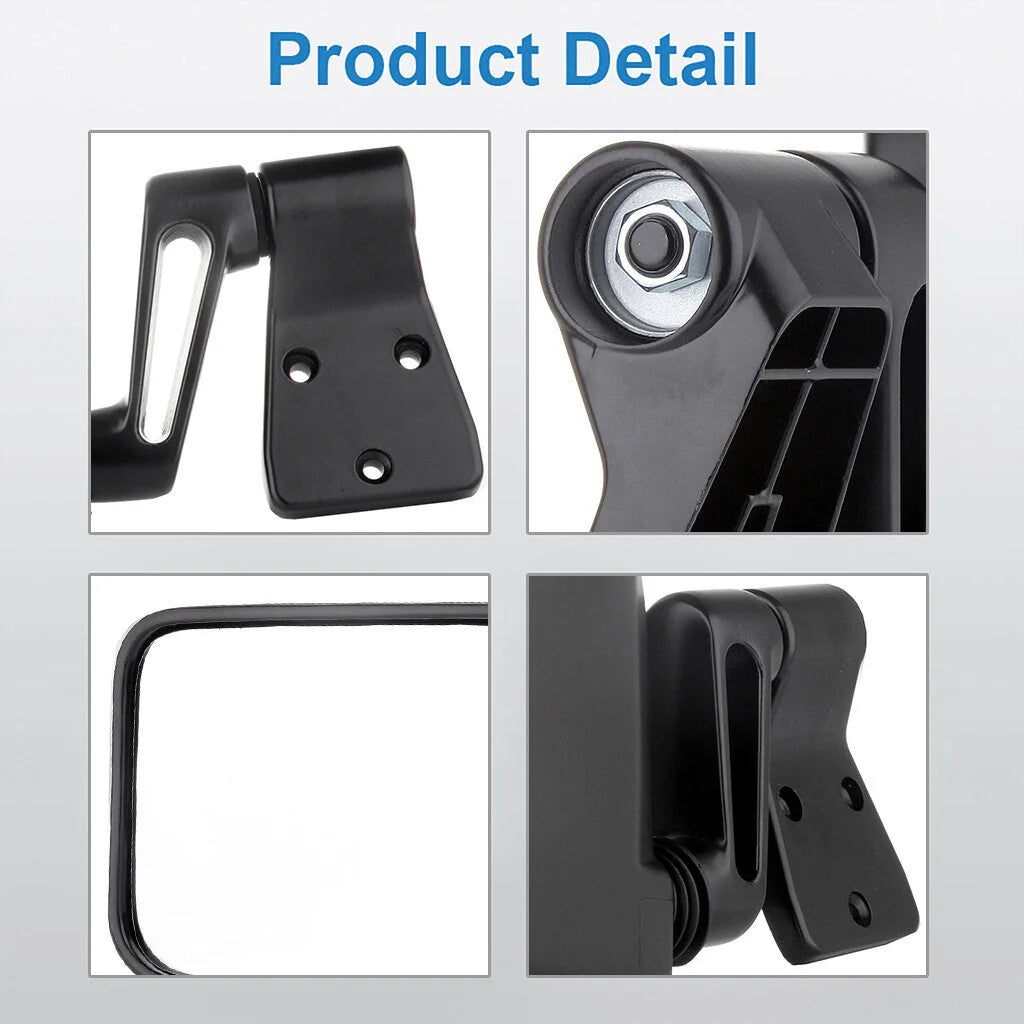 Pair Side View Manual Door Mirrors For 1997-2002 Jeep Wrangler Black 6B93BC-57 [6]