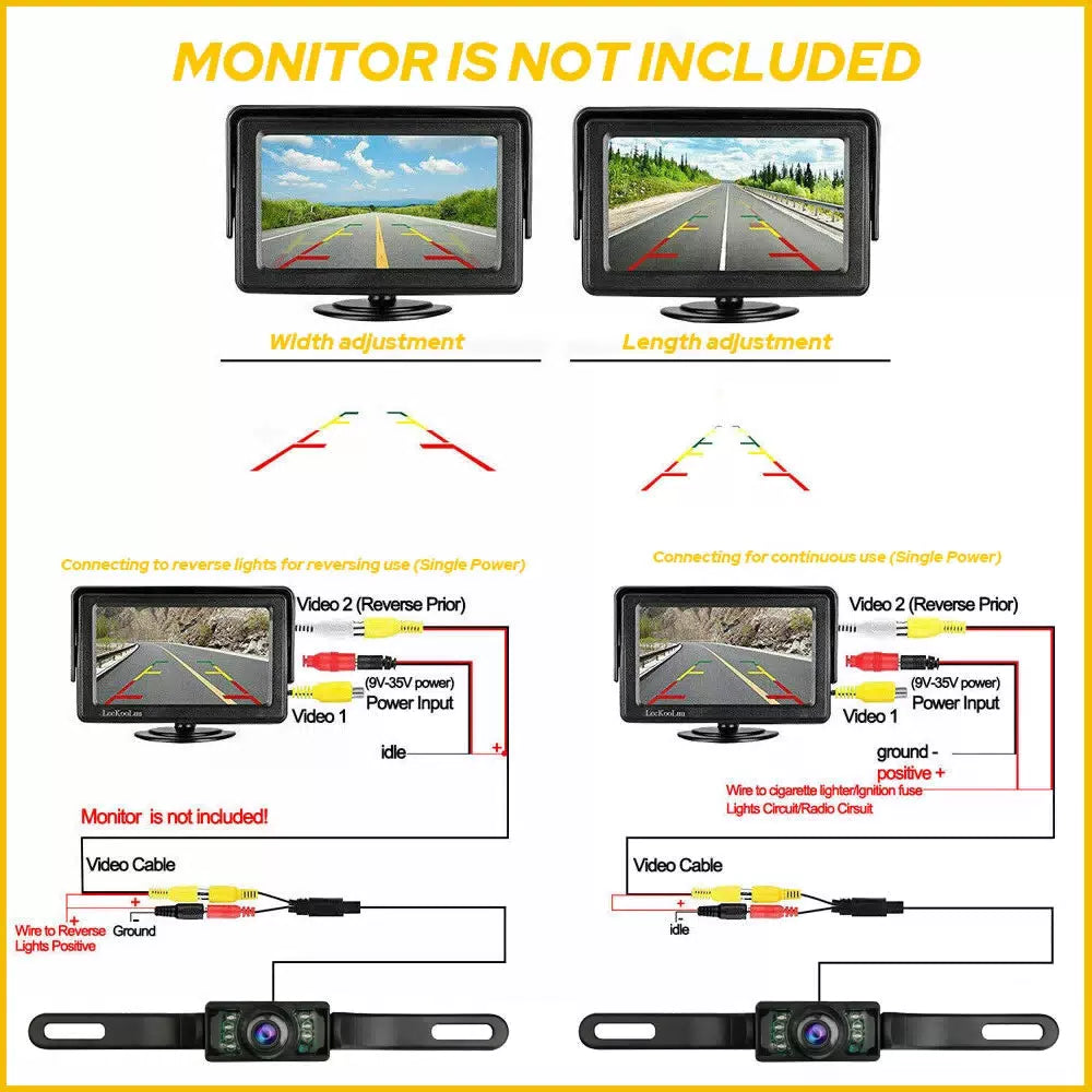 Parking Camera Wide 170° Waterproof Night Vision Car Rear View Reverse Backup US 6B93BC-57 [6]