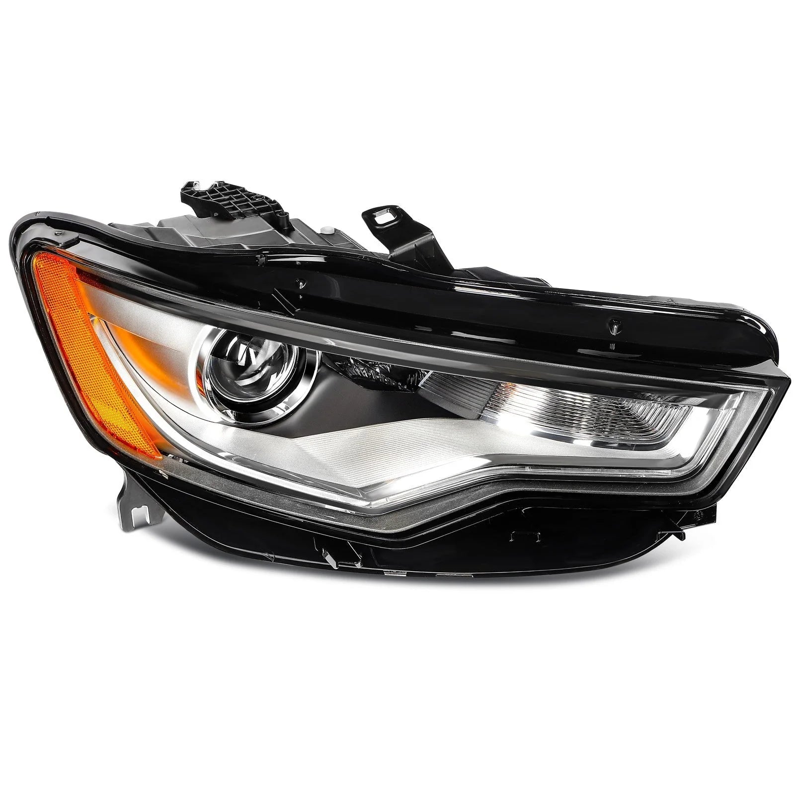 Passenger Right Side Headlight For 2012-2015 Audi A6 Quattro A6 Black Amber KOEEP [7]