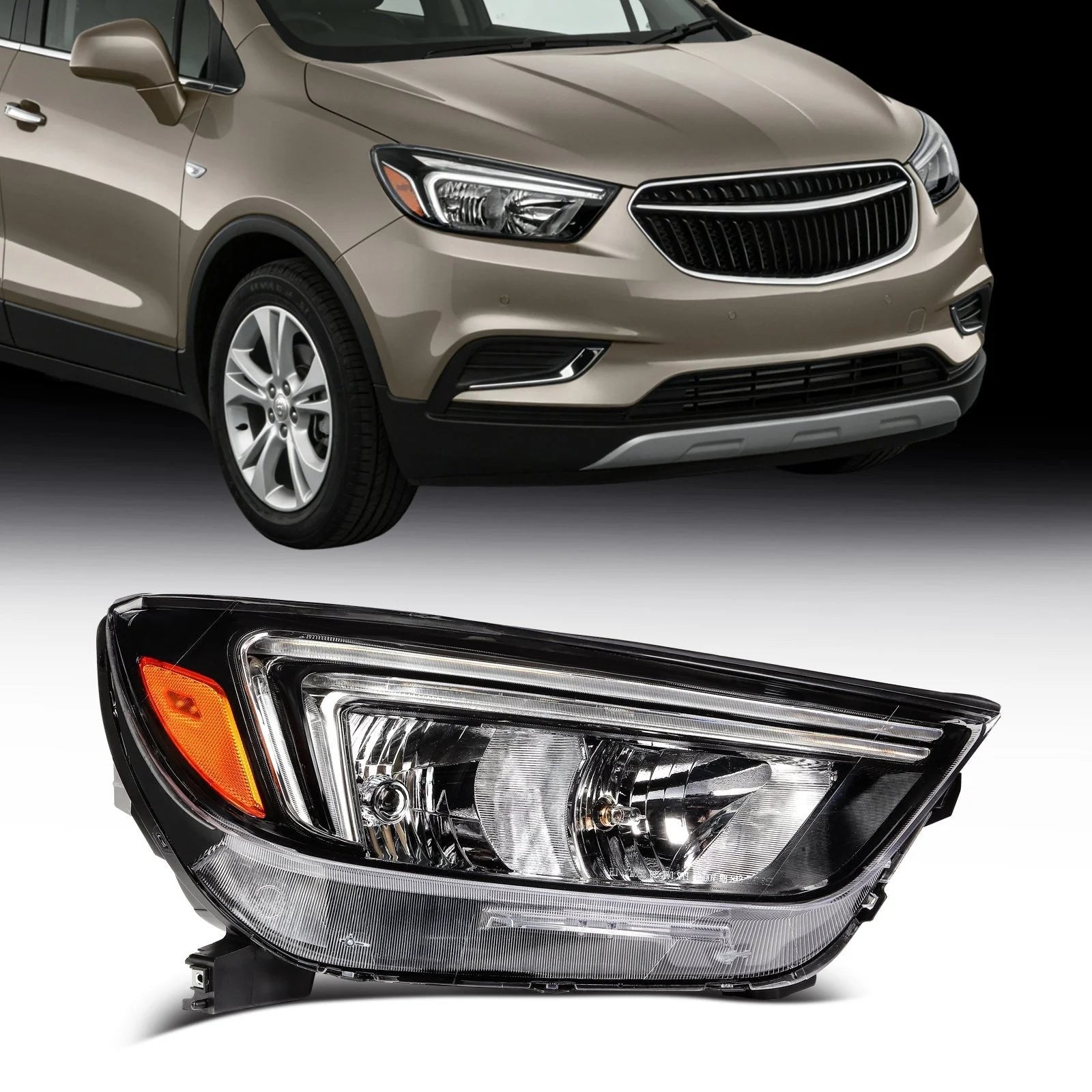 Passenger Right Side Headlight For 2017-2021 Buick Encore 1.4L Black Amber 6B93BC-57 [1]