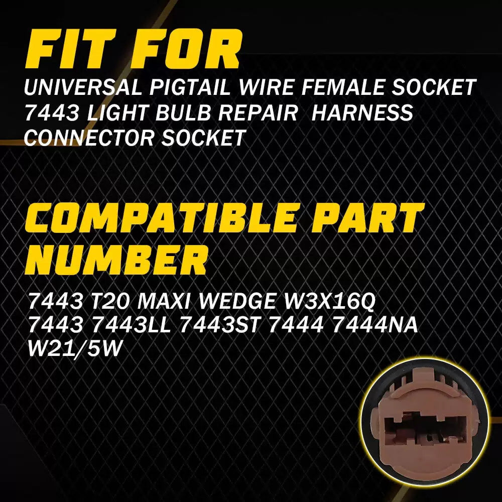 Pigtail Wire Female Socket 7443 Two Harness Brake Stop Tail Turn Signal Plug EOA 6B93BC-57 [2]