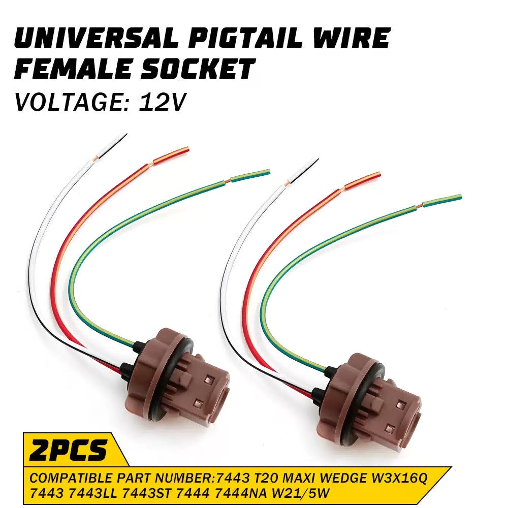 Pigtail Wire Female Socket 7443 Two Harness Brake Stop Tail Turn Signal Plug EOA 6B93BC-57 [9]