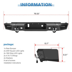 Powder Coated Steel Rear Bumper w/ 4x Led Lights For 15-17 Chevy Silverado 2500 6B93BC-57 [4]