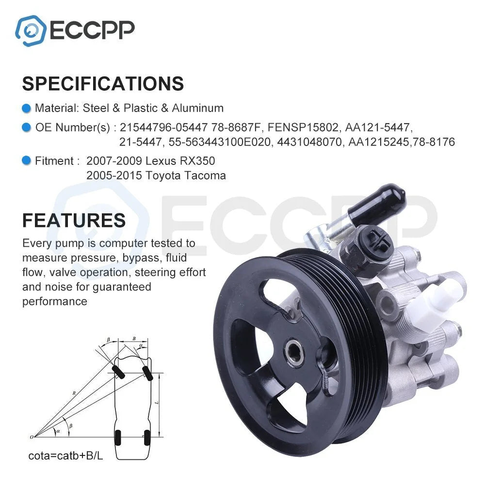 Power Steering Pump With Pulley For Lexus RX350 for Toyota Tacoma 2005-2015 6B93BC-57 [5]
