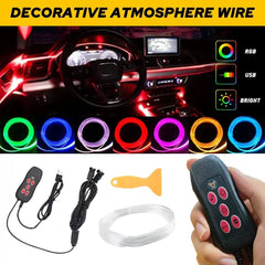 RGB LED Car Interior Fiber Optic Neon EL Wire Strip Atmosphere Light Romote EOA 6B93BC-57 [1]
