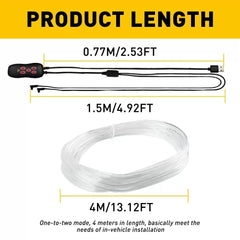 RGB LED Car Interior Fiber Optic Neon EL Wire Strip Atmosphere Light Romote EOA 6B93BC-57 [2]