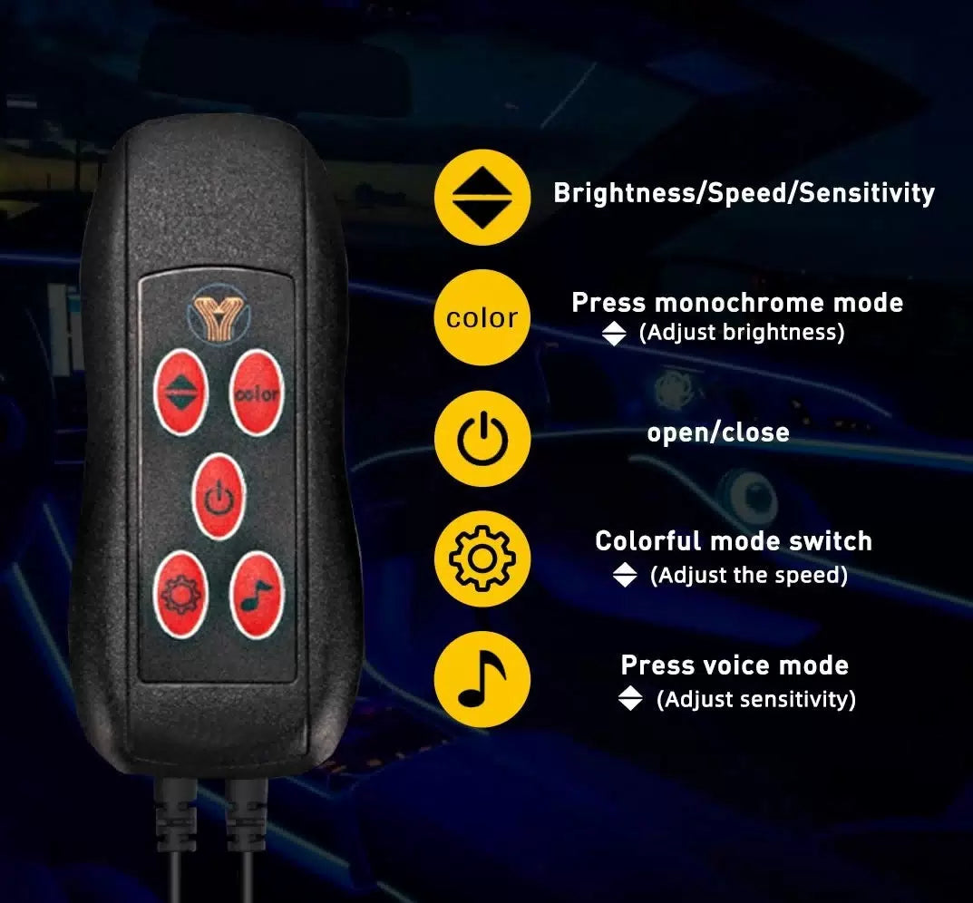 RGB LED Car Interior Fiber Optic Neon EL Wire Strip Atmosphere Light Romote EOA 6B93BC-57 [4]