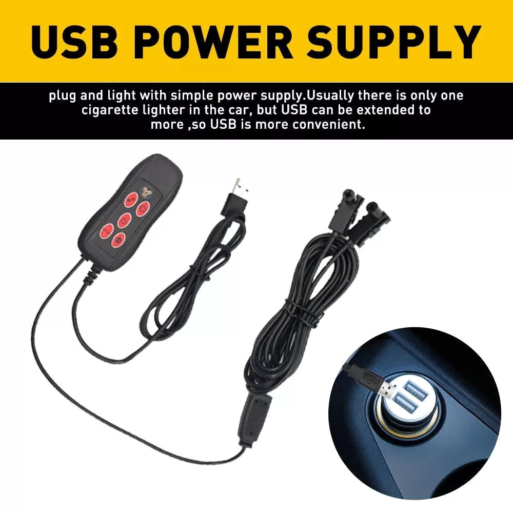 RGB LED Car Interior Fiber Optic Neon EL Wire Strip Atmosphere Light Romote EOA 6B93BC-57 [5]