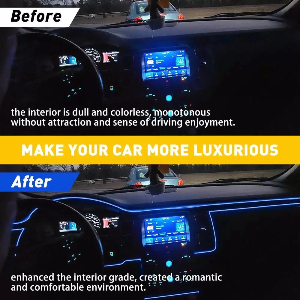 RGB LED Car Interior Fiber Optic Neon EL Wire Strip Atmosphere Light Romote EOA 6B93BC-57 [8]